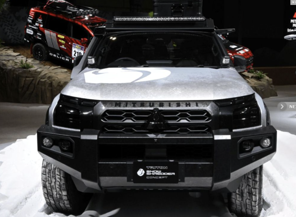 Mitsubishi Triton Snow Shredder Concept off-road truck front view at auto show